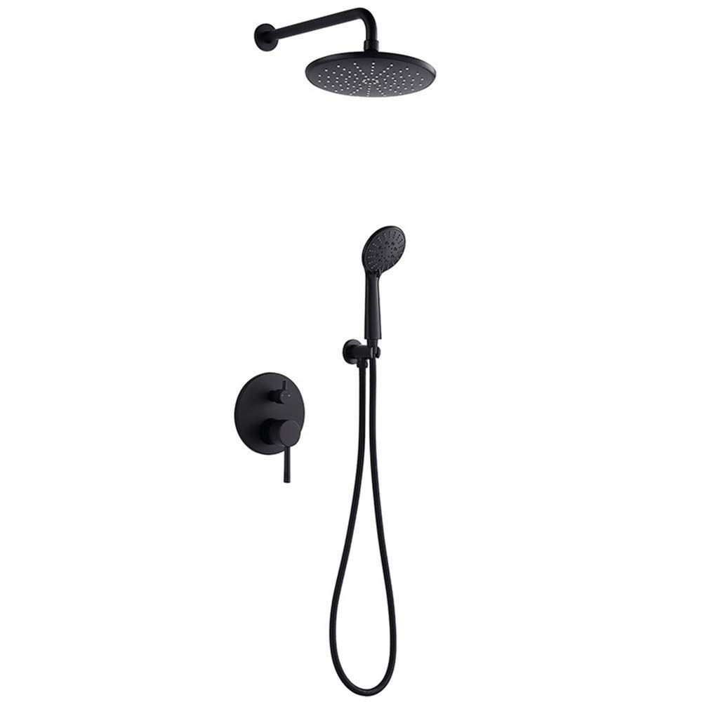 CWCQGH Shower System, 10 Inch Bathroom Bathtub Shower Faucets Bathroom Rain Shower Faucet Black Wall Mounted Set, Luxury Shower Set