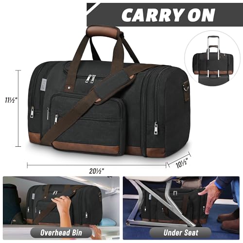 Men's Travel Duffle Bag with Expandable Design and Luggage Sleeve