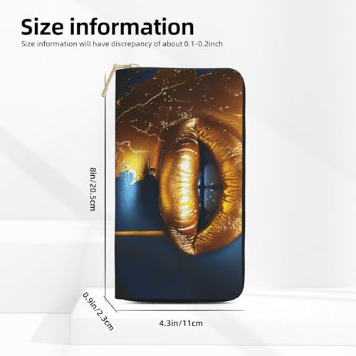 Gold Lips Printed Long Wallet for Women Men Cute Coin Purse with Card Holder4