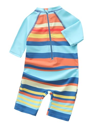 Aisyee Baby Toddler Boys Rash Guard Sunsuits for Boys One Piece Swimsuits UPF 50+ Short Sleeve Bathing Suits Beachwear2
