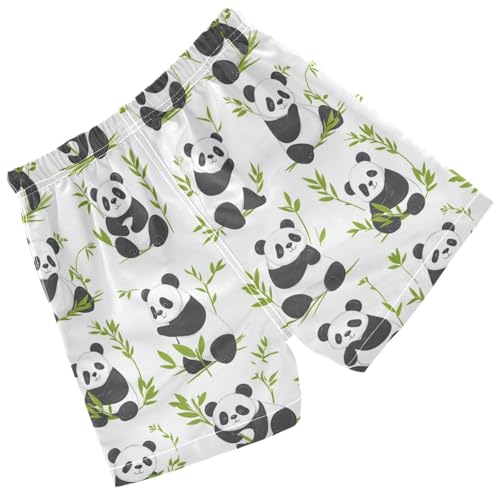 Pigsaly Boys' Swim Board Shorts Green Leaves Bright Cute Black White Pandas Boy's Swim Trunks Kids Swimwear 2T2