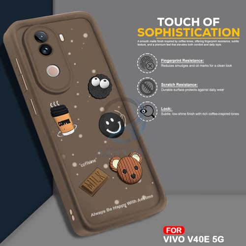 Image of AESTMO Back Case Cover for Vivo V40E 5G / iQOO Z9S 5G | Cute Fun Cartoon 3D Ball | Coffee Silicone Case | Full Body Protection | Camera Protection Back Cover for Vivo V40E 5G / iQOO Z9S 5G (Brown)