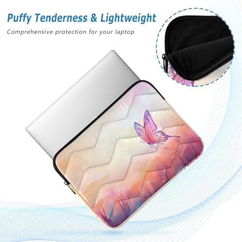 Funda para portátil 13-14 pulgadas rosa con flores y mariposas miniatura 5
