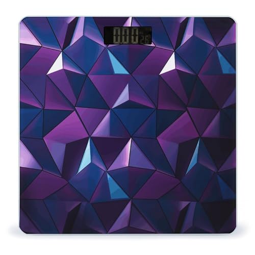 Báscula digital de baño geometría morada con plataforma de vidrio templado miniatura 1