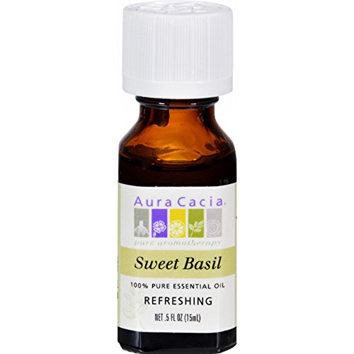 Aceite esencial puro de albahaca dulce Aura Cacia 2 x 0.5 oz