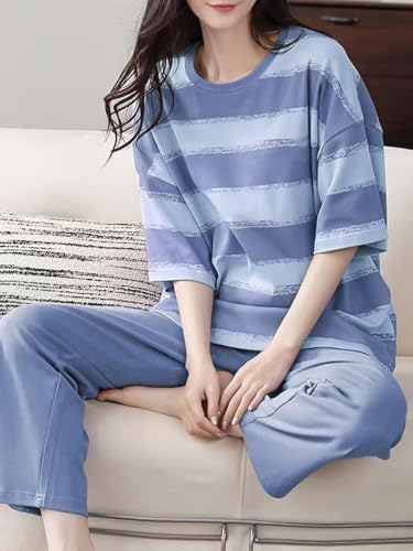 Image of Lymio Womens Korean Night Dress | Full Pyjama Set | Korean Nightsuit | Women Nightwear |Round Neck Full Sleeve Nightsuit | Loungewear | Everyday Nightdress (W-ND-3)