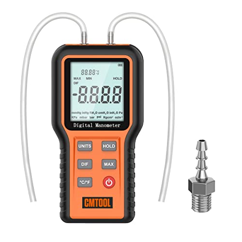 Cmtool Digital Manometer Lp Gas Pressure Tester ±20.68 Kpa Manometer Hvac Gauge With 12 Selectable Units Gas Pressure Test Kit Digital Natural Gas Pressure Tester Water Column Manometer Hvac Tool #TOP30