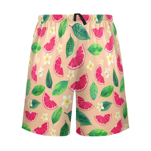 Men's Pajama Shorts Grapefruit Flowers Athletic Pajama Sleep Bottoms with Pockets 2301959