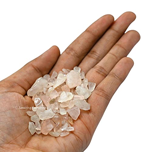 Image of Amazing Gemstone Rose Quartz Crystal Chips Aquarium Gravel Rocks - Rose Quartz Chips Bulk Fish Tank Gravel, Small Tumbled Stone Chips and Tiny Crystals for Decoration (AAA Grade) (1000+ Carat Chips)