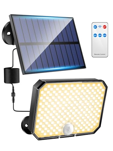 One Fire Faretto Led da Esterno Solare, 3000K Giallo Caldo[190LED/3Modes]Faro Led Esterno con Pannello Solare, IP65...