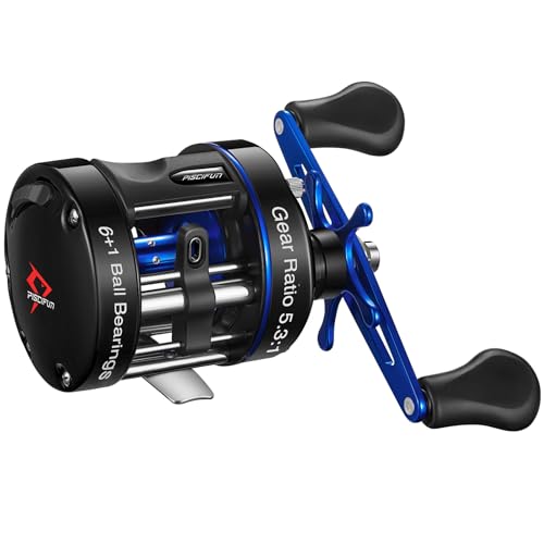 Piscifun Chaos XS Baitcasting Fishing Reel, Reinforced Metal Body Round Baitcaster Reel, Smooth Powerful Saltwater Inshore Surf Trolling Reel, Conventional Reel for Catfish (40 Left Handed) -  Piscifun-RL175-L