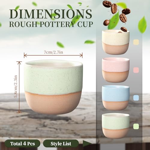 Yitexin Set of 4 Handleless Espresso Cups - 4 OZ/120 ML Glazed Demitasse Mugs - Adorable Multi-Colour Cappuccino Cups for Coffee Machines, Tea, Dishwasher, Microwave - 4 Pcs - Image 2