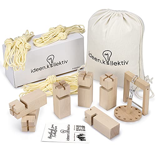 ideen.kollektiv Fröbelturm Gesellschaftsspiel - Stapelspiel aus Buchenholz für bis zu 24 Spieler - Teambuilding Outdoor Spiel für Kinder und Erwachsene inkl. hochwertigem Stoffbeutel