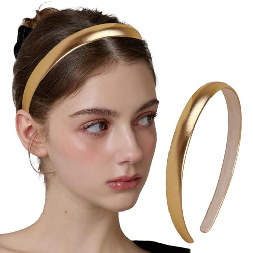 Satin Haarreifen Damen, Goldenes Stirnband verstellbar dünner Haarband mit luxuriöser Oberfläche Mode Frauen Kopfband Haarschmuck für Mädchen Party Hochzeit Bühne Urlaub Yoga Gesicht waschen Satin Haarreifen Damen, Goldenes Stirnband verstellbar dünner Haarband mit luxuriöser Oberfläche Mode Frauen Kopfband Haarschmuck für Mädchen Party Hochzeit Bühne Urlaub Yoga Gesicht waschen