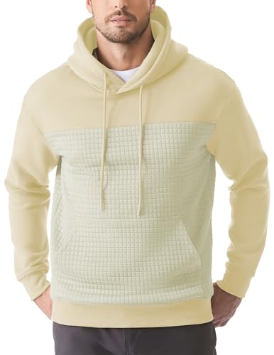 JMIERR Men's Hooded Sweatshirt Casual Cotton Long Sleeve Drawstring Fleece Waffle Pullover Hoodies with Pockets2