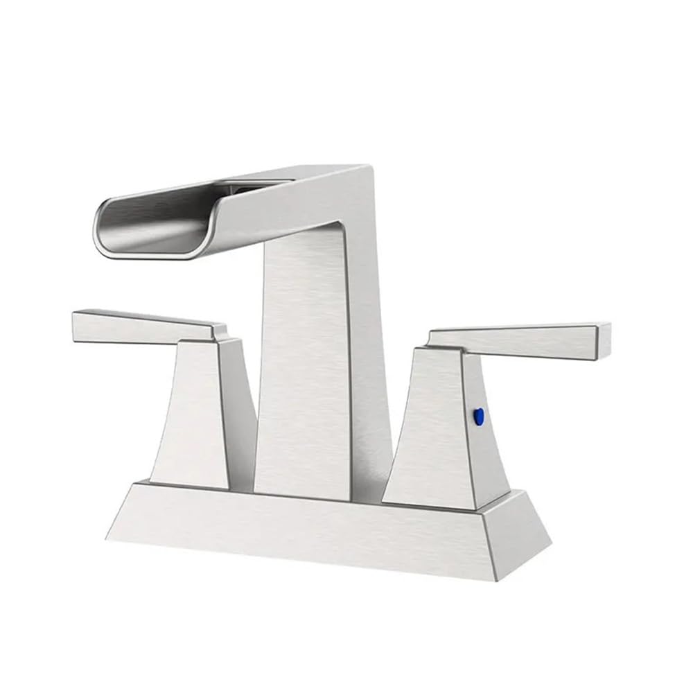 Blyqxs Nickel Basin Faucet /Black Waterfall Hot And Cold Household Double Handle Double Hole Bathroom Basin Faucet Sink Faucets 4070(Nickel)