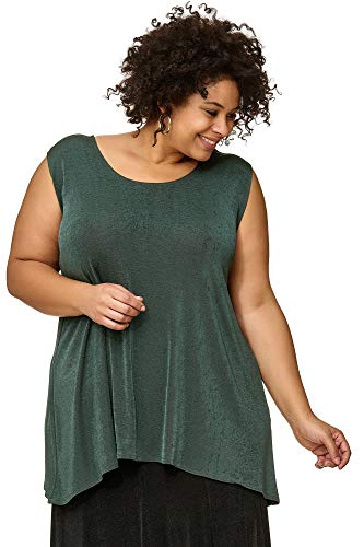 Magna - Slinky Empire Style A-Top Lagenlook, Übergrößen Mode (56-58, Bottle-Green)
