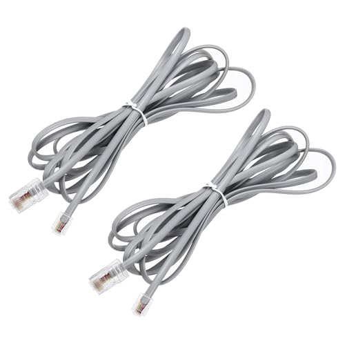 sourcing map 2 Pack RJ45 8P4C to RJ11 6P4C Adapter Converter Cable, RJ45 to RJ11 Adapter Telephone Handset Cord for Home, Office, 9.8ft, Grey