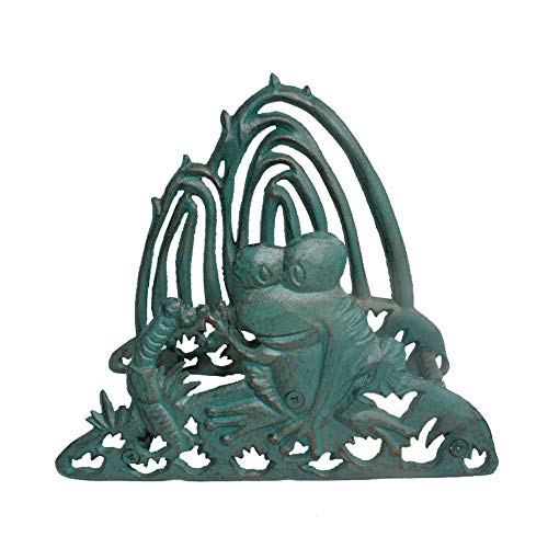 Lisansang Hose Rack Heavy Duty Cast Iron Hose Holder,Garden Wall Mounted Hose Butler, Antique Wall Water Pipe Holds Rack Hanger Garden Hose Storage (Color : Green, Size : 22.5x12.8x19.4cm)