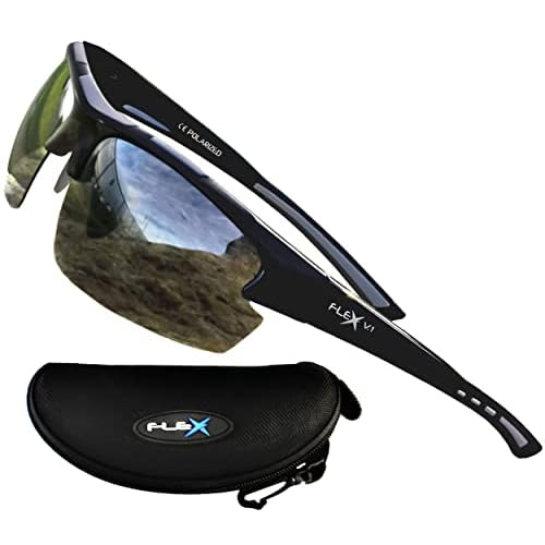 FLEX V1– Polarized Sports Sunglasses for Men Women, Tough Frame w/HD Lens for Driving Cycling Running Baseball Golf Biking
