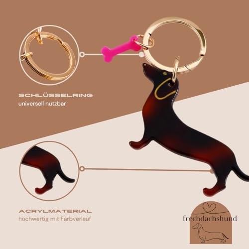 frechdachshund Dackel Schlüsselanhänger – coole Dackel Geschenke für Damen – Hund Schlüsselanhänger – Stilvolle Dackel Deko für jede Gelegenheit (braun)
