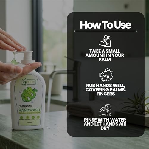 Image of Green Hand Wash with Fermented Green Apple Extracts 250 ml| Natural Fruit Enzyme Hand| Gentle on Sensitive Skin