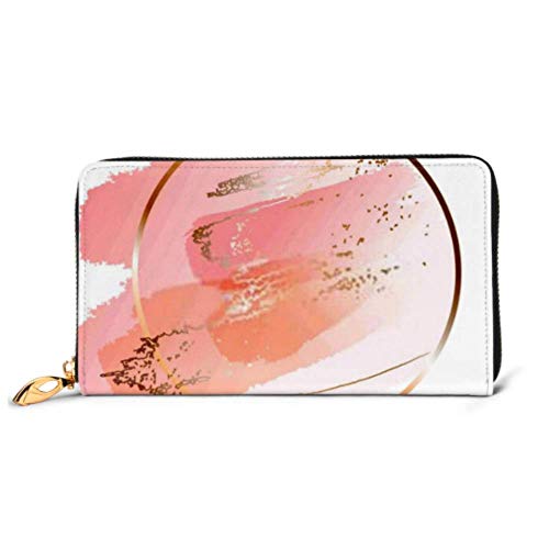 Preisvergleich Produktbild JHGFG Mode Handtasche Reißverschluss Brieftasche Pastell Rose Pink Pinselstriche Gold Telefon Kupplung Geldbörse Abendkupplung Blockieren Leder Brieftasche Multi Card Organizer