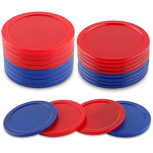 Bqspt 16 Pieces Air Hockey Pucks 2.5 Inch 64Mm Replacement Pucks Air Hockey Pucks For Game Tables Equipment Accessories(8 Thick 8 Thin) (Red,Blue) #TOP14