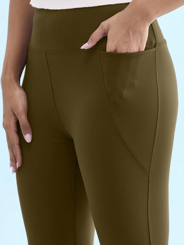 Image of GO COLORS Womens Solid Training Capri | Elastane, High Rise