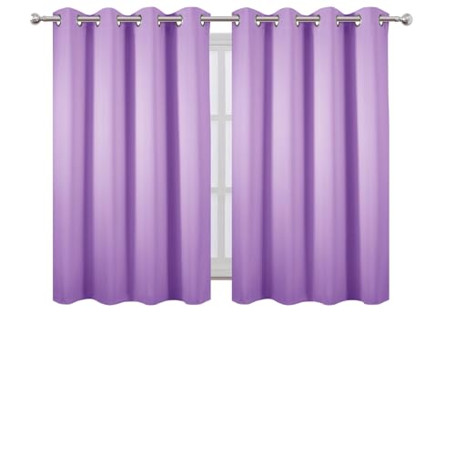 Image of LEMOMO Blackout Curtains 66 x 54 Inch Long Lavender Curtains Set of 2 Panels Room Darkening Curtains for Bedroom and Living Room