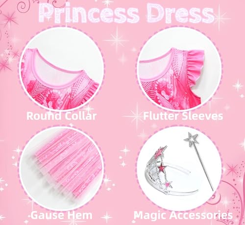 Girls Princess Dress Kids Tulle Dresses with Accessories, for 5-12Y4