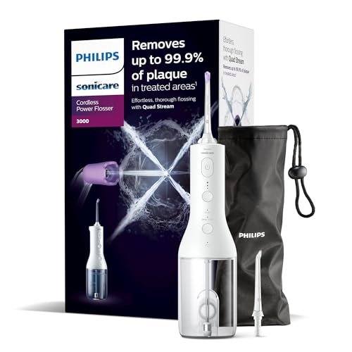 Philips Sonicare Jet dentaire Power Flosser 3000 sans fil, Blanc (modèle HX3826/31)