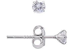 3 Piece Sterling Silver Cubic Zirconia Earrings Studs 3MM, White Diamond Color