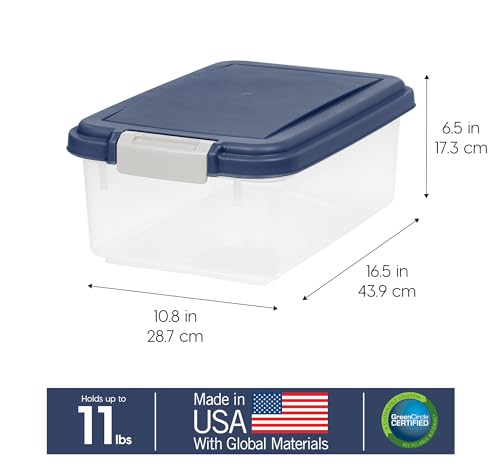 IRIS USA WeatherPro Airtight Dog Food Storage Container, Up to 11 lbs, Dog Cat Bird and Other Pet Food Treats Storage Bin, Keep Fresh, Translucent Body, BPA Free, Stackable, Navy IRIS USA WeatherPro Airtight Dog Food Storage Container, Up to 11 lbs, Dog Cat Bird and Other Pet Food Treats Storage Bin, Keep Fresh, Translucent Body, BPA Free, Stackable, Navy