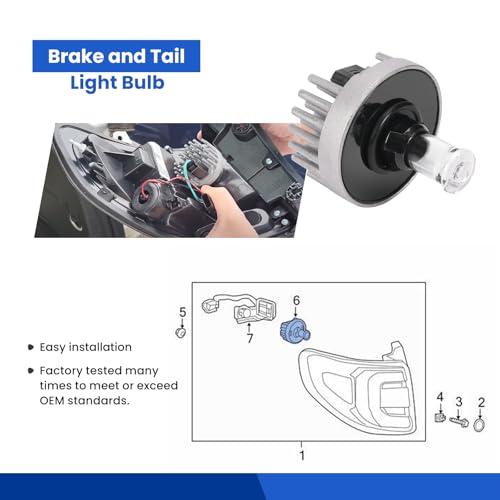 Atesilor 13582912 Brake and Tail Light Bulb Compatible with GMC Acadia 2013 2014 2015 2016 2017 Replace Part 19433735 - Thumbnail 3