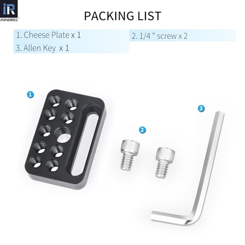 Image of INNOREL CP03 Mini Multi-Functional Cheese Plate with 1 /4 inch & 3 /8 inch Threads,Porous Connection Quick Installation Board Used for Installing Cheese Board Camera Cage on Guide Rail Block