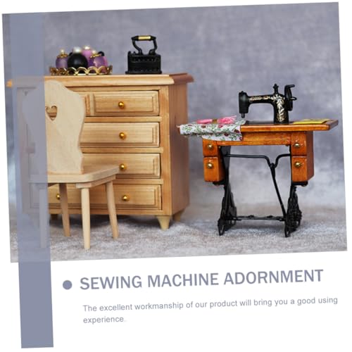 TEHAUX Poppenhuis Naaimachine Houten Meubilair Speelgoed Voor Babypoppen Mini Poppenhuis Mini-meubels Vintage Inrichting Huis Goederen Metaal Model Naaien Gereedschap - Image 7