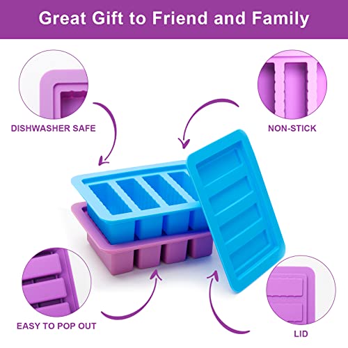 2 Packs Silicone Butter Mold, Butter Tray With Lid, Large Butter Maker With Silicone Spatula, Rectangle Container For Homemade Herbed Garlic Butter Brownies Soap Bar Energy Bar #TOP1