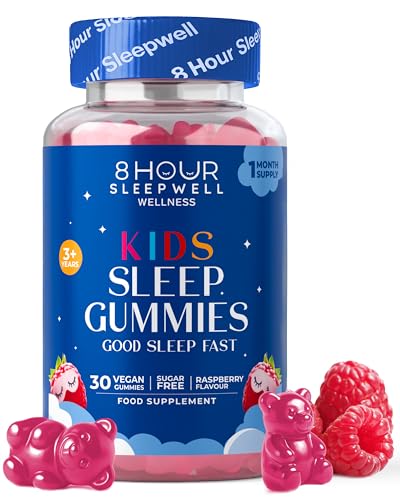 Sleep Gummies for Kids 1 Month Supply | Sugar & Gluten-Free Magnesium Gummies for Growth Relaxation & Healthy Sleep | 30 Vegan Supplement with Magnesium L-Theanine & Vitamin B6 | Support Ages 3+