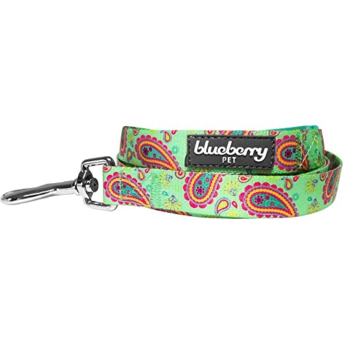 Blueberry Pet 5 Colors Paisley Flower Print Dog Leash with Soft & Comfortable Handle, 5 ft x 5/8