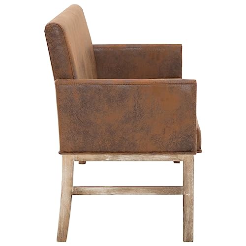 Banc avec accoudoirs 140 cm aspect daim et rangement
