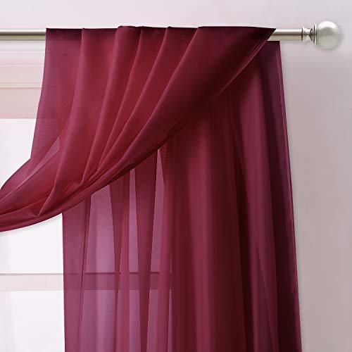 Nicetown Window Scarfs For Living Room Extra Long, Haute Red Chic Decorative Valances For Ceremony, Set Of 2, 60" Wide By 216" Long #TOP2