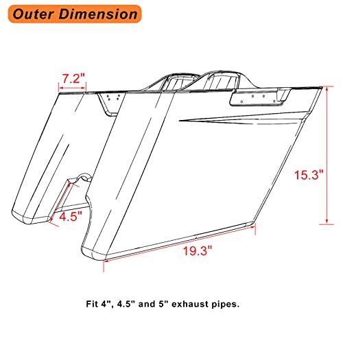 Alforjas Stretched Saddlebags para Harley Touring 2014+, Denim/Matte Negro con Franja Roja miniatura 5