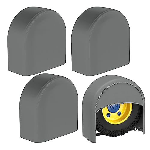 K-Musculo RV Tire Covers 4-Pack, Waterproof Wheel Covers for RV Wheel Travel Trailer Camper Truck SUV, Fit 27-29 Inch Tire Diameter (Gray)