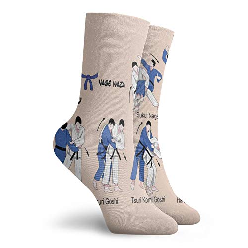 Funny Compression Socks Women and Men,Martial Arts Defense Techniques Sport Practice Theme Aikido Karate Judo,Best for Circulation,Running,Athletic,Nurse,Travel, -12 inch2