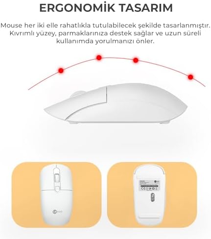 Lecoo KW203 Kablosuz Türkçe Q Klavye & Mouse Set - QWERTY Türkçe Dizilim Klavye, 1600DPI Optik Fare, Win/Mac Uyumlu, Sıvı Dökülmesine Dayanıklı, Tam Boyutlu Türkçe Q Klavye Mouse Seti Beyaz - Görsel 3