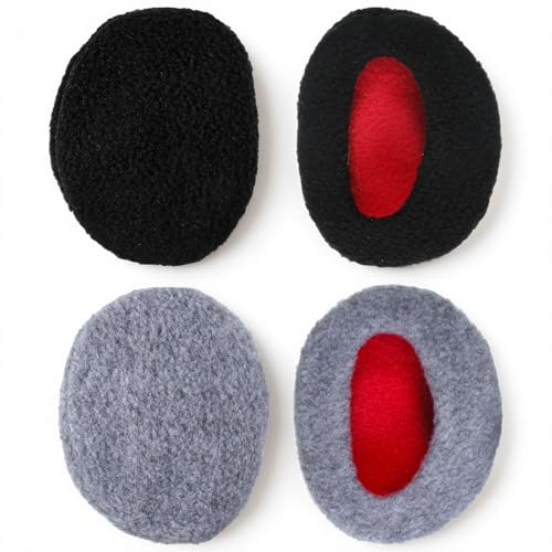 Skrfren 2 Paar Earbags Ohrenwärmer Damen Herren Polar-Fleece Ohrenwärmers Winter-Ohrenwärmer Flaumig Ohrwärmer Gefüttert Umschließen Ohr völlig Warme Ohrenschützer Schutz vor Wind Kälte