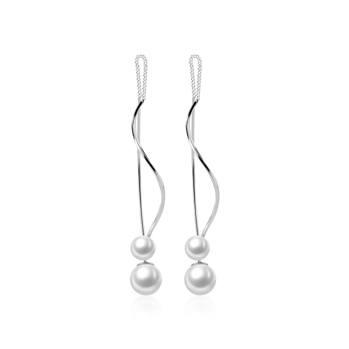 SLUYNZ Boucles D'Oreilles Argent Sterling 925 - Chaîne Longue 5.8cm - Design Vague Moderne - 1.27g