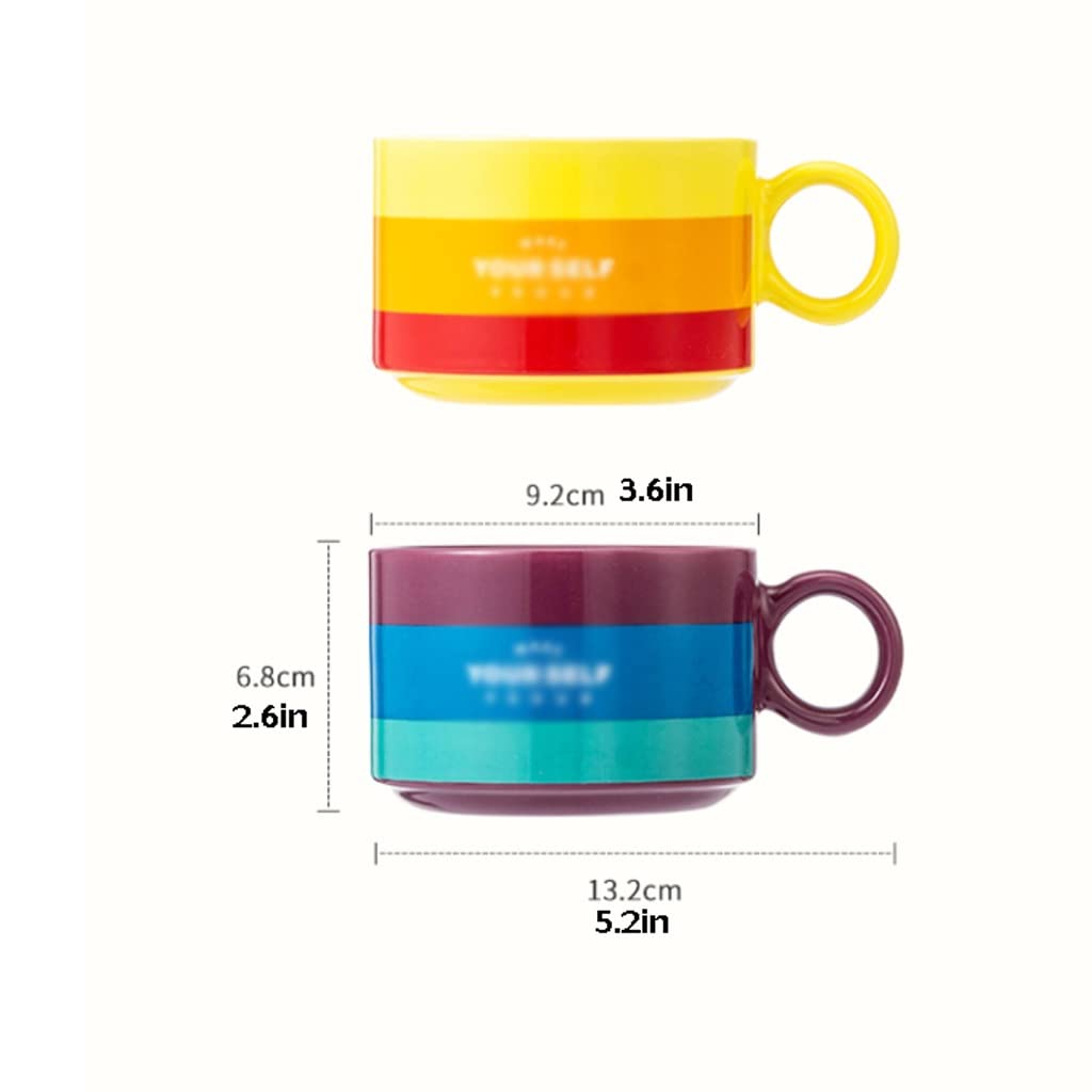 Ceramiczny kubek do kawy tęczowy kubek ceramiczny spersonalizowany kubek para zestaw filiżanek nadaje się do mieszkania rodzinnego 300mL zestaw kubków do kawy