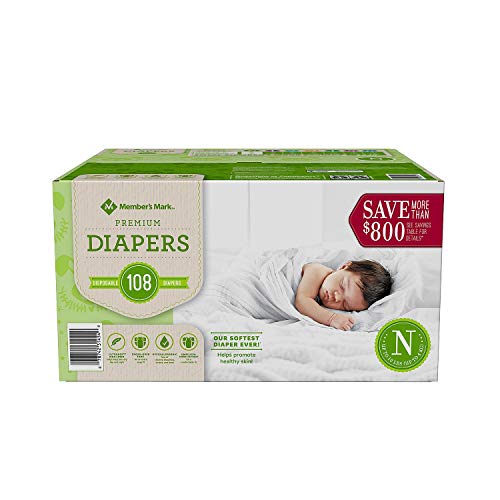 Image of Member's Mark Comfort Care Baby Diapers, Newborn Up to 10 Pounds (108 Count)